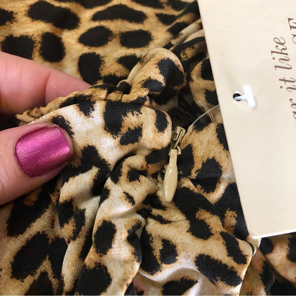 Boston Proper Leopard Print Mini Dress in Beige and Black - Picture 12 of 14